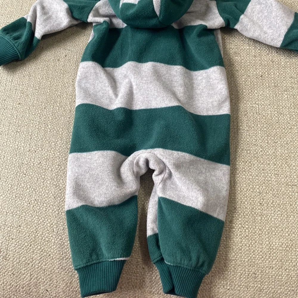 Carters Baby Boy Winter Hooded Zip Up Bodysuit Jumpsuit Bundle Lot 2 Pc.